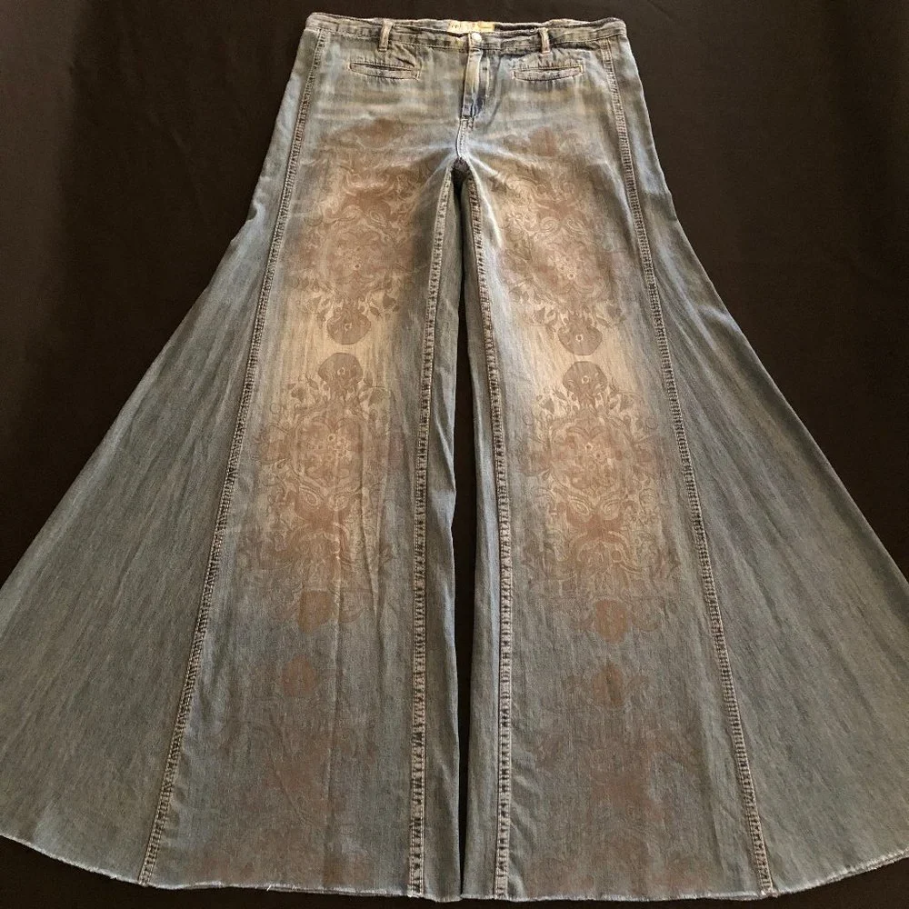 Super Rare Free People Printed Extreme Vintage Flare Size 29 - Picture 4 of 15